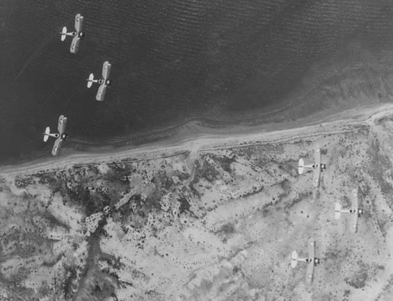 From Overhead, Six Corsairs in Formation, Ca. 1928-30 (Source: Barnes)
